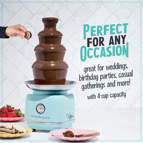 Nostalgia 4 Tier Electric Chocolate Fondue Fountain Machine for Parties - Melts Cheese, Queso, Candy, and Liqueur - Dip St...