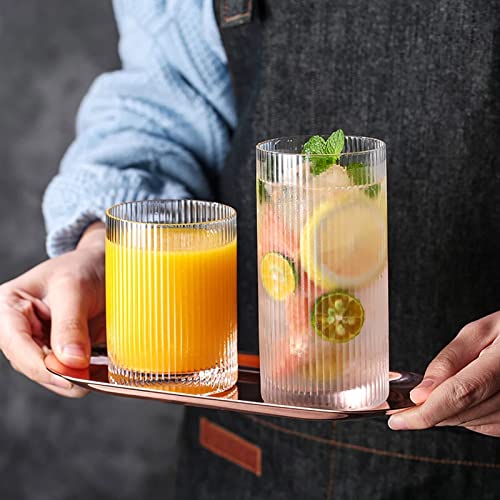 INSETLAN Glass Cups Vintage Glassware Set of 4 Large, Origami Style Transparent Cocktail Glasses Set, Bar Beverages Ice Co...