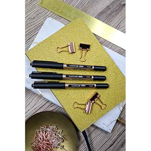 uni-ball On Point ¡®Stay Gold¡¯ Eye Broad Rollerball Handwriting Pens 3 Pack in Black Ink