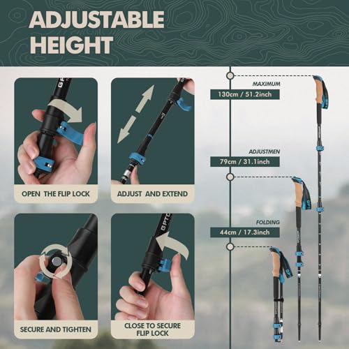 GPTCAMP Walking Sticks,Trekking Poles Collapsible Hiking Poles,Lightweight Folding Travel Walking Pole for Men Women,2pc A...