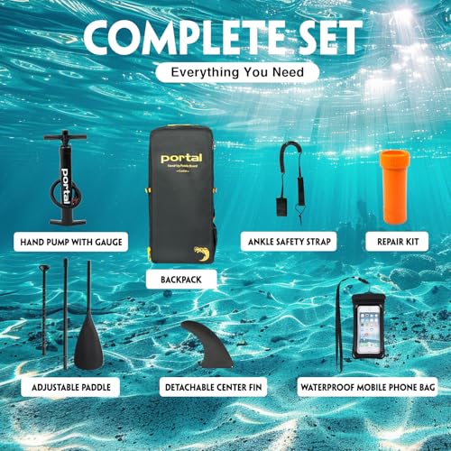 PORTAL SUP Inflatable Paddle Board for Adults 10'6'' Stand Up Paddleboard,Non-Slip Deck Blow up Paddle Boards with Adjusta...