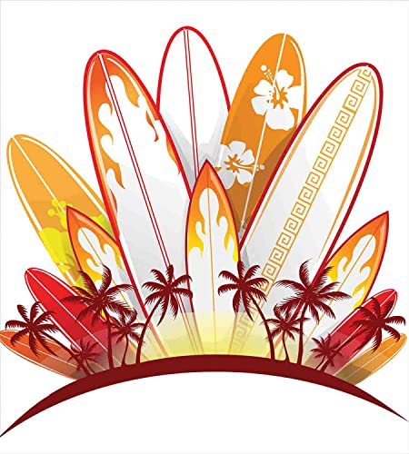 Lunarable Surfboard Duvet Cover Sets, Island Surfboards Holidays Paddle Sunset Australia Joy Entertaining, Bedding Set wit...