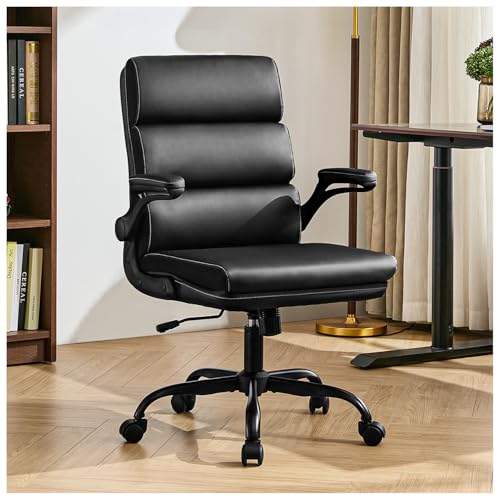 Office Chair Adjustable Desk Chair Mid Back Executive Comfortable Bonded Leather Ergonomic Back Support Home Computer Chai...