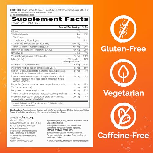 Emergen-C Zero Sugar 1000 mg Vitamin C Powder for Daily Immune Support Caffeine Free Vitamin C Supplements with Zinc and M...