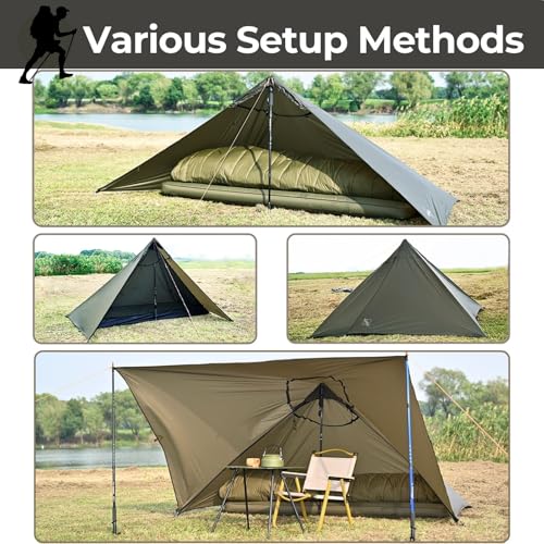Onewind Lightweight Poncho Shelter, Solitary Shelter Cape Silnylon Emergency Survival Shelter Ultralight Minimalist Shelte...