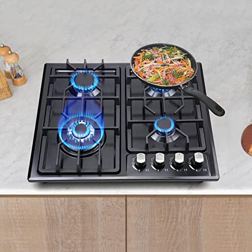 FORIMO Gas Cooktop 22Inch，Built in Gas Cooktop 4 Burners Stainless Steel Stove with NG/LPG Conversion Kit Thermocouple Pro...