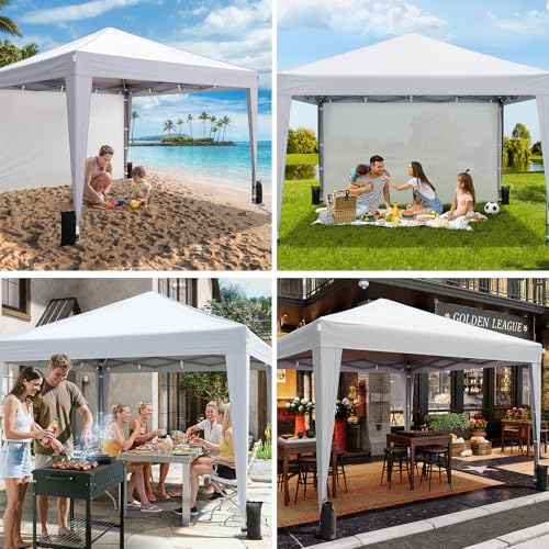 Driftalia 10x10 Pop Up Canopy with Sidewalls, Outdoor Instant Canopy Tent with Carry Bag for Commercial Events, Camping, B...