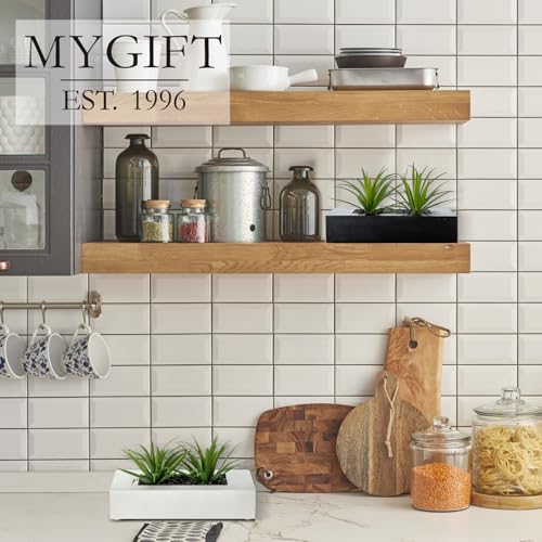 MyGift 10 Inch Fake Grass Artificial Plants in Rectangular Black Wood Planter - Faux Plants Indoor for Tabletop Centerpiec...