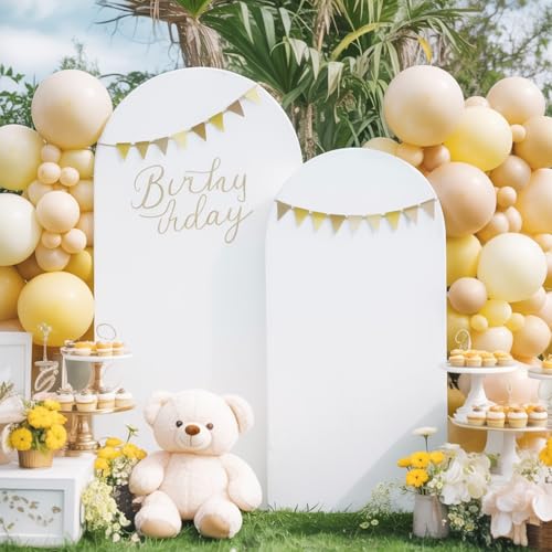 White Arch Backdrop Stand Outdoor Indoor 6.6FT DIY Wedding Backdrop Arch Frame, Open Cardboard Balloon Arches Foam Board P...