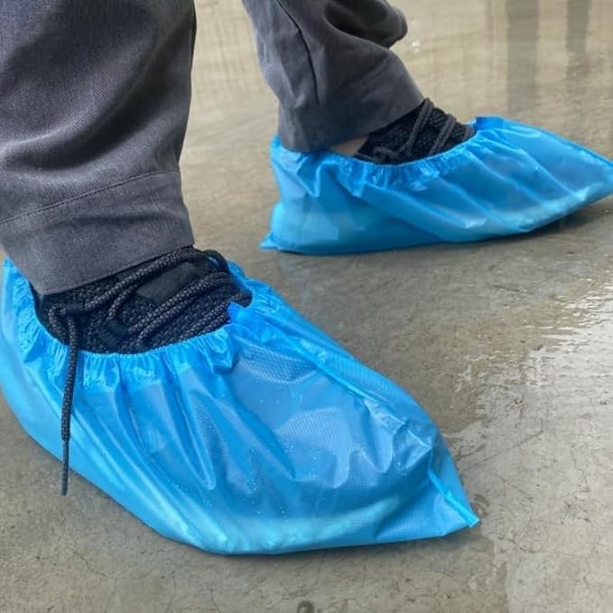 Shoe Cover Disposable Non-slip,Waterproof,Dustproof,CPE Booties Shoes Protectors Coverings,Fits up to US Men's 11 & Women's 13,Durable Booties Boot Covers for Indoors - 200(100Pairs)