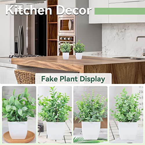 Der Rose 4 Pack Fake Plants Mini Artificial Greenery Potted Plants for Home Decor Indoor Office Table Room Farmhouse Bathr...