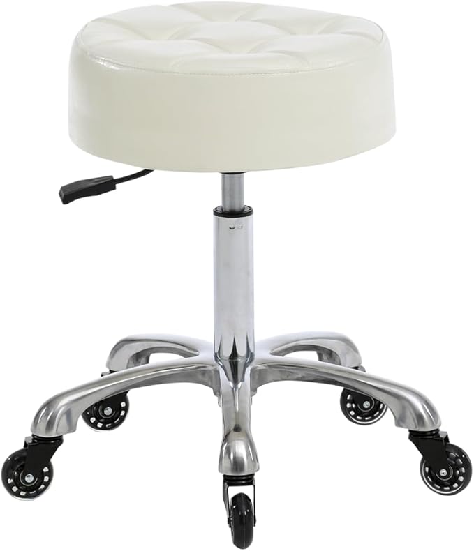 Professional Rolling Salon Stool – Wide Round Seat, Height-Adjustable Heavy-Duty Chair with Wheels for Salon, Spa, Tattoo & Home Office