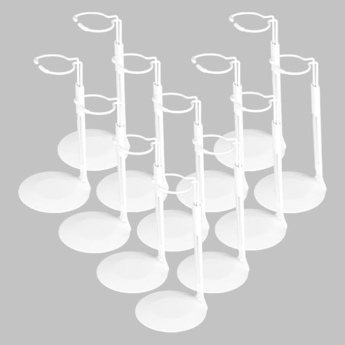 QUEBAN 12-Piece Doll Stand Set for 8-14-Inch Dolls, 5-8-Inch Adjustable Action Figure Stand with Retractable Waistline Dol...
