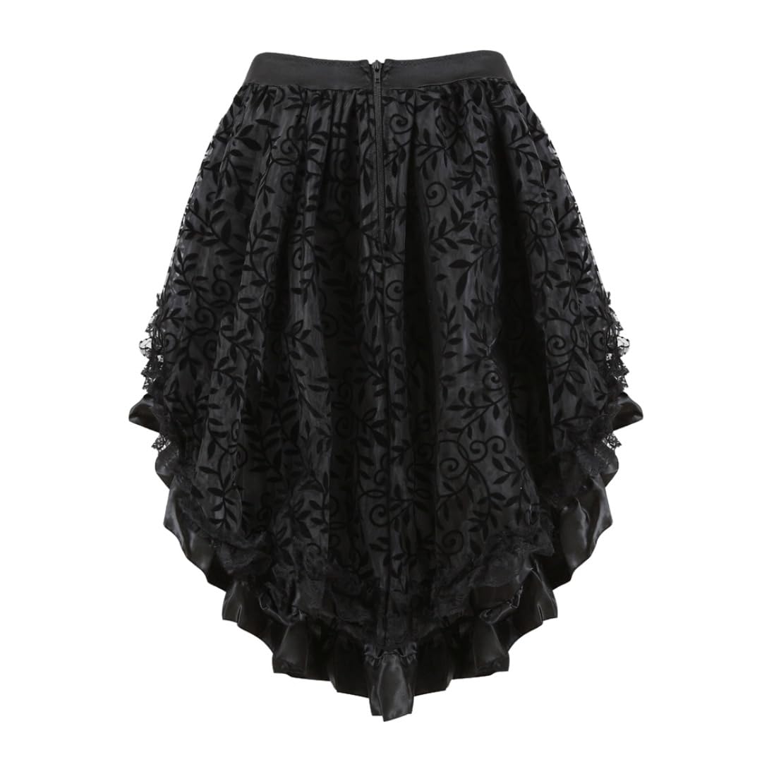 Kranchungel Steampunk Skirt Women Dress: Pirate Skirt Halloween Costume - Ren Faire Corset Dress for Party-goers Aged 25-35 XX-Small 7056 Black