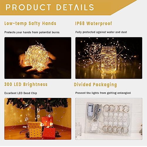 NWLIGHT Fairy Curtain Lights for Bedroom, 9.8x9.8 Ft Fairy Lights Curtain with Remote, 300 LED String Light 8 Flashing Mod...