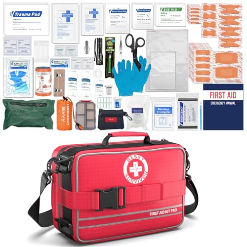 Besst Survivor Comprehensive First Aid Kits- Advanced Trauma Kits with Labeled Compartments, Large Emergencies Medical Kit...