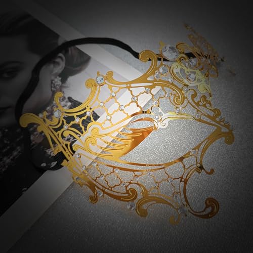EMORBALS Masquerade Mask for Women, Masquerade Mask for Venetian Ball, Wedding, Mardi Gras&Costume Party, Stretch Cord Design
