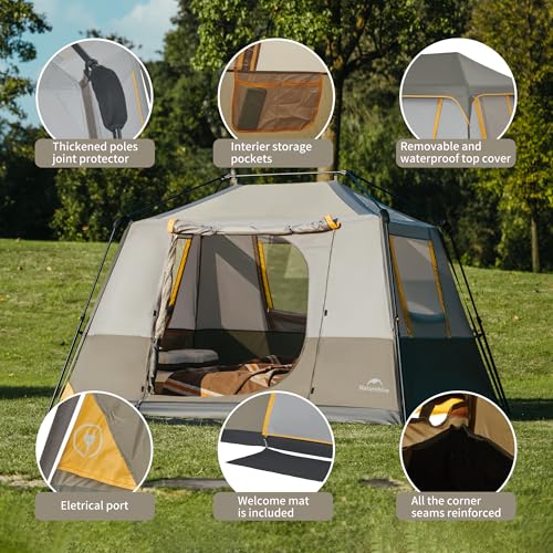 Naturehike Cape 4/6/8 Person Camping Tent, 60S Easy Setup Instant Tent Pop up Tent, Waterproof Large Tall 6/8 Person Tents...