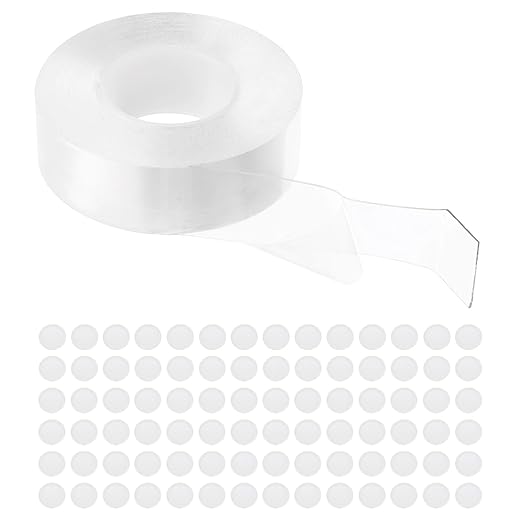 PATIKIL Double Sided Tape Heavy Duty, Transparent Nano Adhesive Mounting Tape for Picture Hanging Walls Decor, 1 Roll 5mx25mmx1mm Strip & 100 Pcs 8mmx1mm Circle