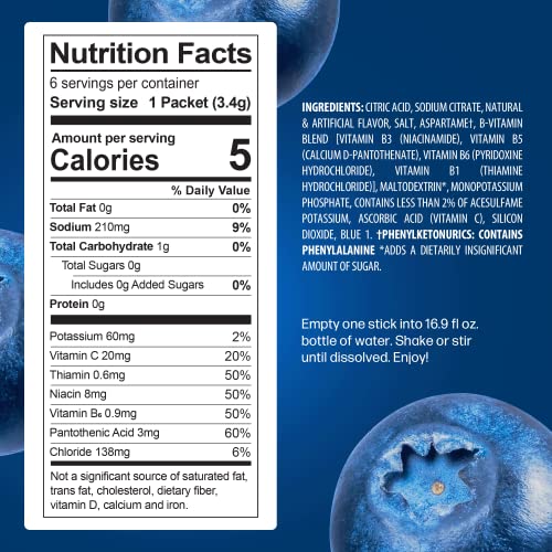 PeakH20 Electrolytes Powder Hydration Packets | Berry Blue | 72 Servings | Sugar Free Water Flavor Packets for Workout Rec...