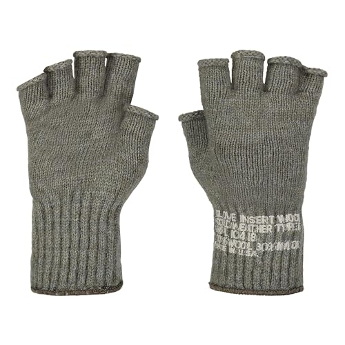 M MCGUIRE GEAR GI Wool Fingerless Glove Liners, Half Finger Glove Inserts, for Running, Hiking and Climbing - Made in USA