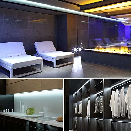 GUOTONG White LED Strip Lights, Waterproof cuttable 300 SMD 2835 LED Tape, 6000K 12V 16.4ft/5m Flexible Ribbon, Kitchen Ca...