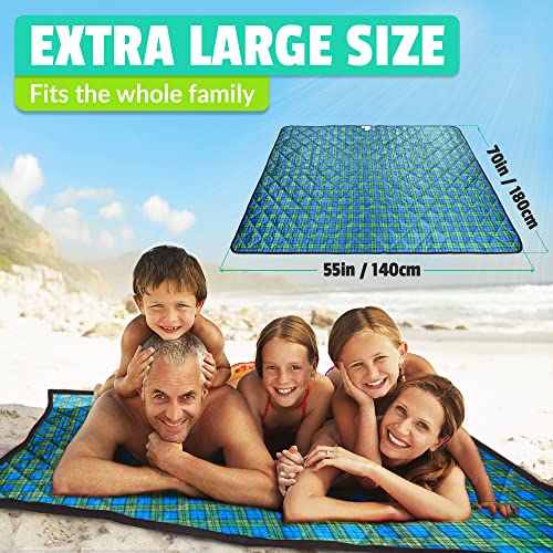 Roebury Beach Blanket Sand Proof & Outdoor Picnic Blanket - Water Resistant, Large Mat for Camping or Travel. Washable, Fo...