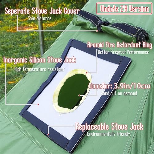 FIREHIKING Hot Camping Tent - Ultralight Tepee With Stove Jack for 1-2 Adults