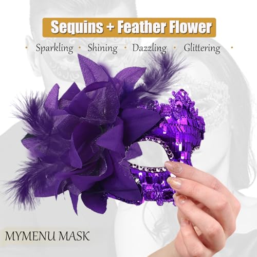 MYMENU Masquerade Mask for Women Couple Masquerade Mask for Men Shiny Venetian Mask Halloween Mask for Party Prom
