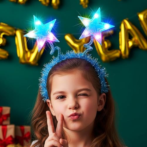 Catery Light Up Star Headband Star Headpiece Rave Costume Accessories for Girls and Women