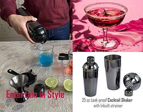 Voila Artisan 11 Pcs Premium Cocktail Shaker Set Bartender Kit, Black