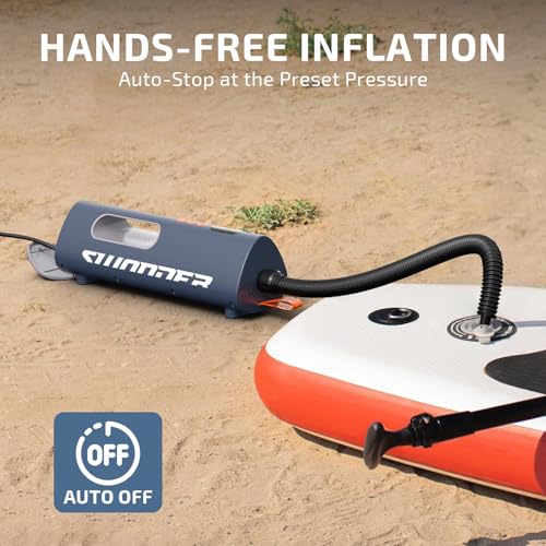Swonder SeaFalcon Paddle Board Pump, Portable 12V DC Electric Air Pump with Cable Storage, Auto Shut-Off & 7 Nozzles for I...