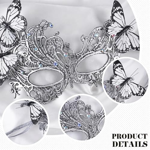Zinniday Lace Masquerade Masks for Women - 2026 Halloween Venetian Butterfly Mask with Rhinestone