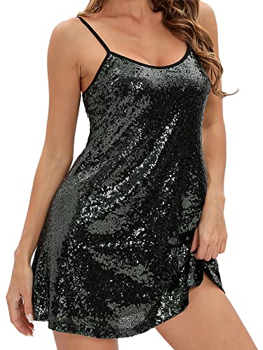 Just Quella Women's Sequin Body Con Mini Dress Metallic Glitter Dress