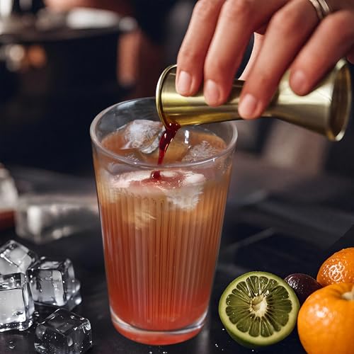 FayuuGem Glass Cocktail Shaker, Martini Shaker with Strainer for Bars, Whiskey, Cocktails 17oz (Gold)