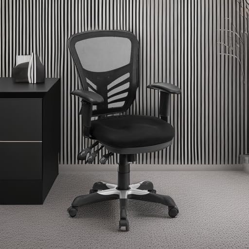 Flash Furniture Nicholas Mid-Back Swivel Desk Chair with Wheels, Mesh Back, Padded Seat, and Armrests, Adjustable Height M...