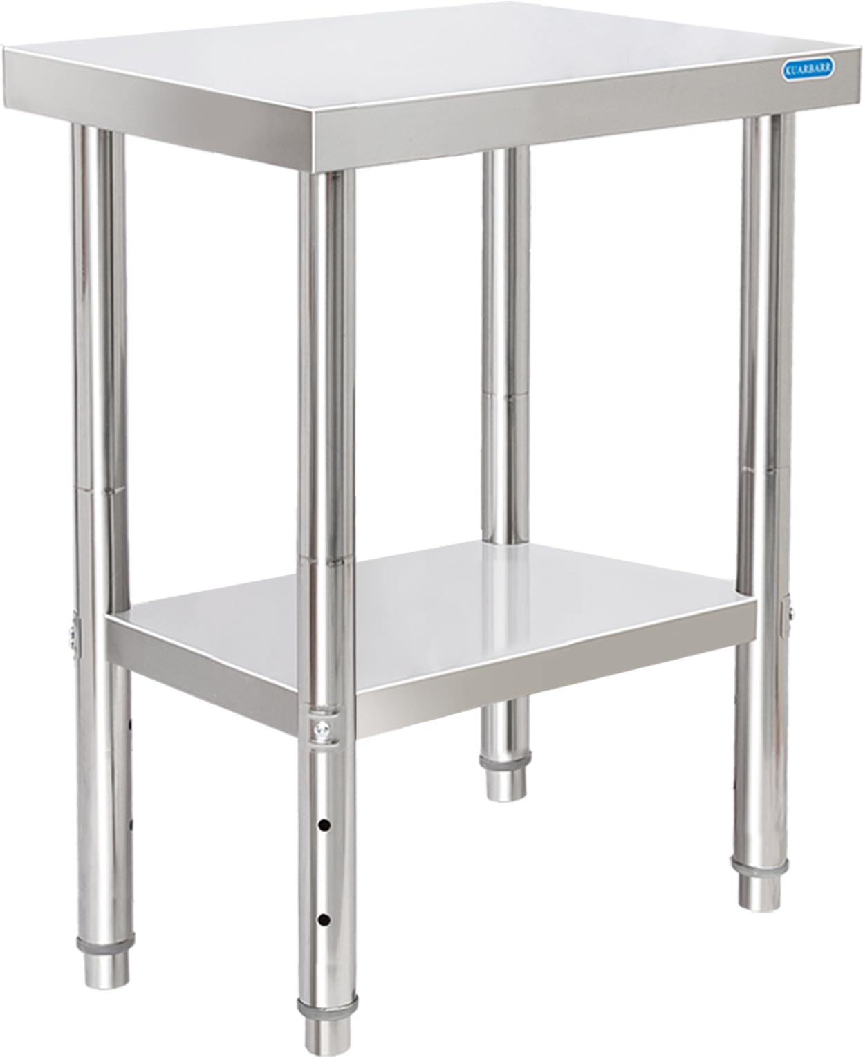 KUARBARR Stainless Steel Table for Prep & Work with Undershelf 18 x 24 Inches NSF Metal Commercial Kitchen Prep Table with Adjustable Under Shelf Worktable for Restaurant Home Outdoor