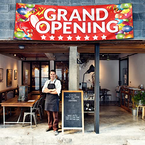 Grand Opening Banner, 3 x 10 ft New Store Grand Opening Sign and Rope, Oxford Cloth Large Advertising Backdrop Decor for S...