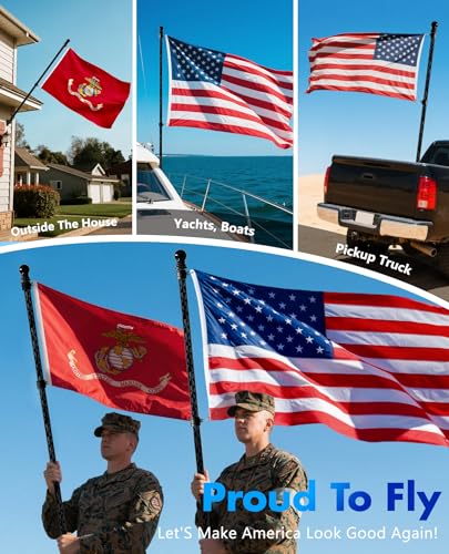 6FT Flag Pole For Outside House, Outdoor Flag Pole With Carbon Fiber, 2-Section Non-Wrapping Heavy Duty Design, Flagpoles ...