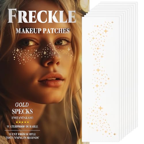 Glitter Freckles Face Tattoo - Gold - Glow Up Makeup Patches - Face Glitter Speckles Patches - Cute Glitter Makeup Accesso...