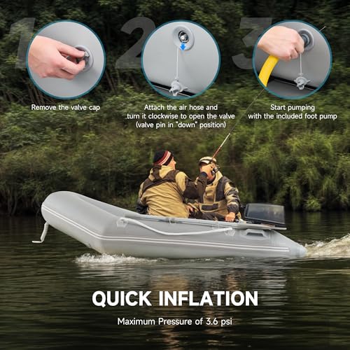 CO-Z 7.5ft Heavy Duty Inflatable Boat with Aluminum Floor & Oars - 2 Person 660lb Capacity Dinghy for Fishing/Towing | Inc...