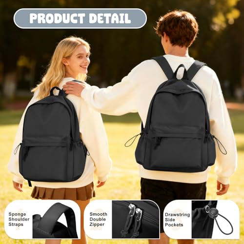 VECAVE School Backpack Black Waterproof Bookbag Casual Lightweight Travel Rucksack Daypack Backpacks for Men Women College...