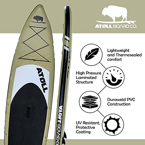 Atoll Inflatable Paddle Board with Premium SUP Stand Up Paddle Board Accessories & Back Pack, Non-Slip Comfort Deck for Un...