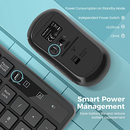 Wireless Keyboard and Mouse Combo, Lovaky 2.4G Full-Sized Ergonomic Keyboard Mouse, 3 DPI Adjustable Cordless USB Keyboard...