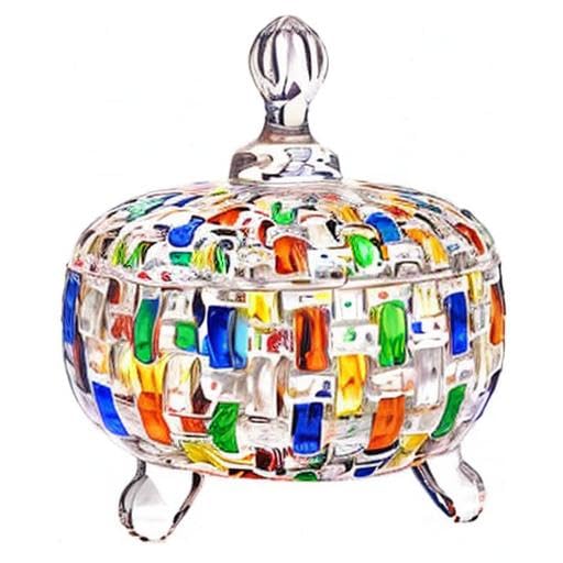 MAGCOLOR Elegant-Hand Painted Colorful Large Crystal Glass Candy Box,Candy jars with Lid,Storage Jewelry Jar,Candy dish covered,Great Gift for Family Friends-24 oz-Cute Candy servers.