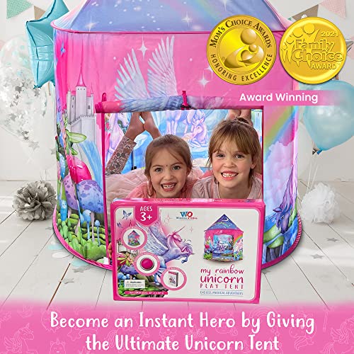 W&O Unicorn Sparkle Play Tent with Magical Unicorn Sounds - Captivating Pop Up Tent for Girls - Perfect for Indoor & Outdo...