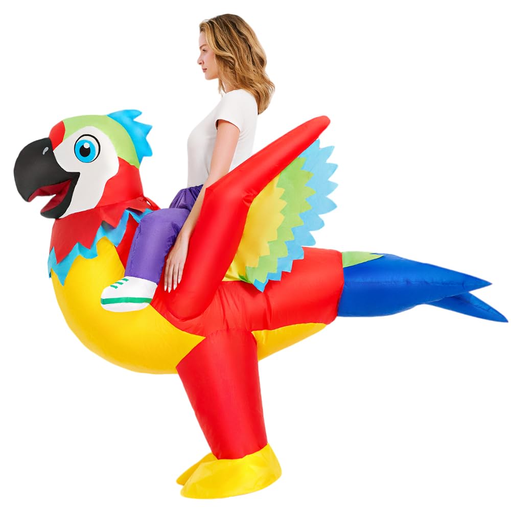 KOOY Inflatable Parrot Costume Adult Parrot Blow Up Costume For Funny Halloween Party Ride On Inflatable Costumes For Men Women, Blow Up Costume For Adults