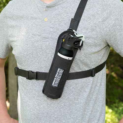 Sabre Frontiersman Bear Spray Holster for 7.9 & 9.2 Oz. Canisters, Nylon Chest, Belt, Waist, & 3-in-1 Options Available, Adjustable Straps, Strong Elastic Prevents Canister Loss, Hook & Loop Design