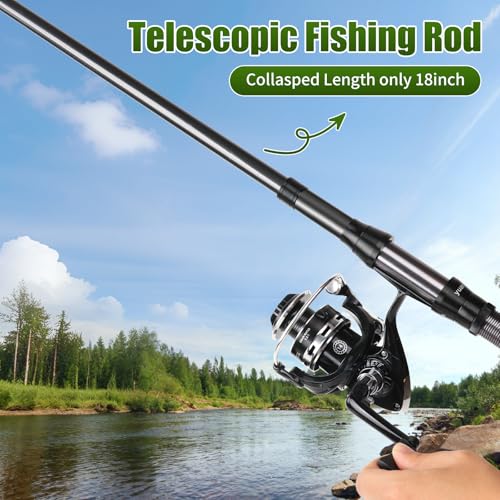Fishing Rod Reel Combo - 2PCS 6.89ft Telescopic Fishing Poles 2PCS Spinning Reels Lures Set Fishing Pliers with Carrier Ba...