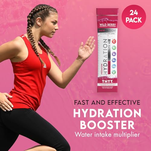 NewTrition Hydration Powder, Wild Berry Pack of 24 Electrolyte Powder Packets, Naturally Flavored Hydrating Packets for Wa...
